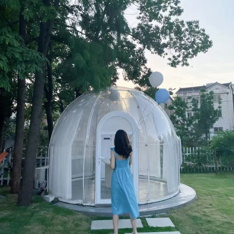 PC Clear Dome House หอพักกลางแจ้ง Bubble Tent พร้อมหน้าต่างอลูมิเนียมและไฟ LED