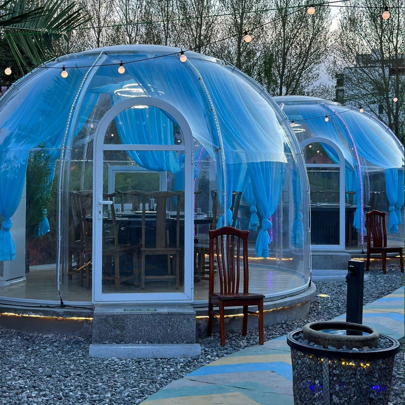 PC Clear Dome House หอพักกลางแจ้ง Bubble Tent พร้อมหน้าต่างอลูมิเนียมและไฟ LED