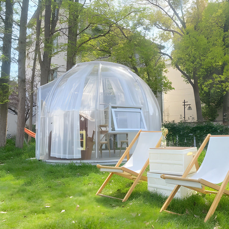 PC Clear Dome House หอพักกลางแจ้ง Bubble Tent พร้อมหน้าต่างอลูมิเนียมและไฟ LED