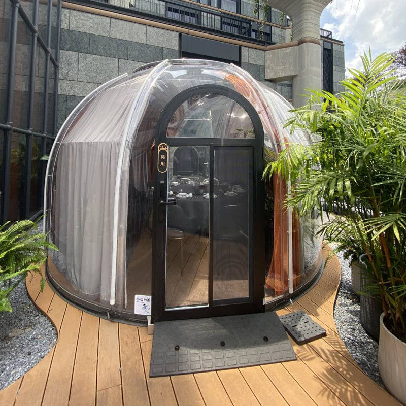 99.9% ความต้านทาน UV ชัดเจน PC Dome House Igloo Bubble Tent สําหรับแคมป์กลางแจ้ง