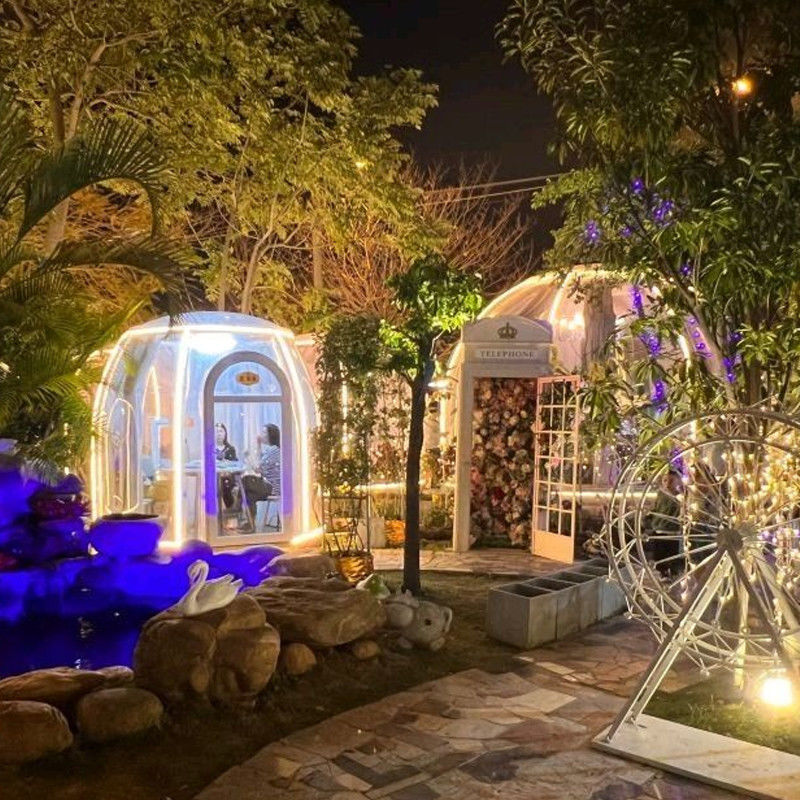 6m Geodesic PC Clear Dome ความต้านทานต่อยูวี 99.9% Dome House สําหรับงานปาร์ตี้และกิจกรรม