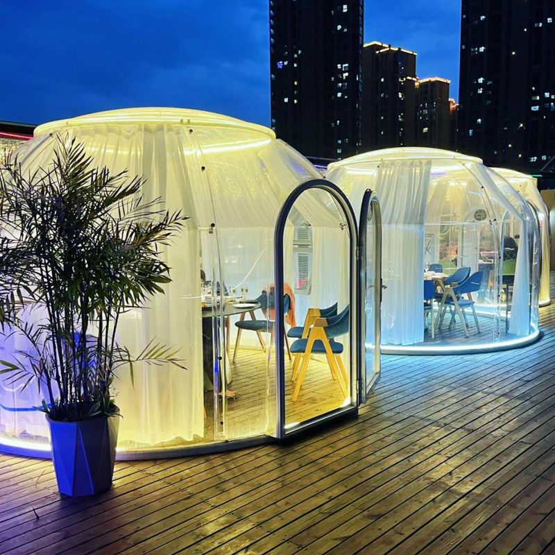 PC อลูมิเนียม วัสดุ Bubble Tent House 2.8m ความสูง Dome Tent สําหรับแคมป์กลางแจ้ง