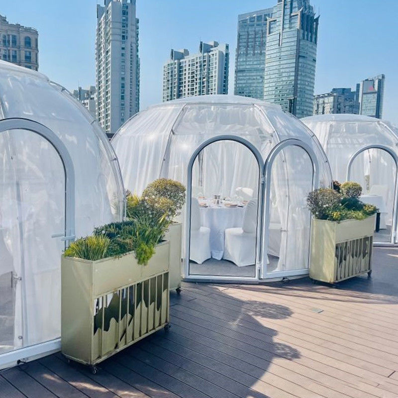 เต็นท์แสดงสินค้ากลางแจ้ง โรงแรม ปาร์ตี้สวน หรูหรา Glamping PC Winter Geodesic Dome Tent