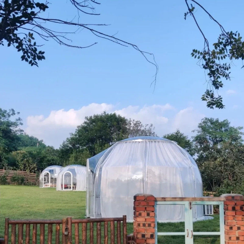 เต็นท์แสดงสินค้ากลางแจ้ง โรงแรม ปาร์ตี้สวน หรูหรา Glamping PC Winter Geodesic Dome Tent