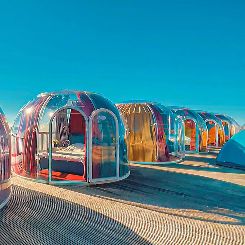 เต็นท์แสดงสินค้ากลางแจ้ง โรงแรม ปาร์ตี้สวน หรูหรา Glamping PC Winter Geodesic Dome Tent